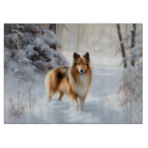 Planche À Découper Shetland Sheepdog Laisser neiger Noël