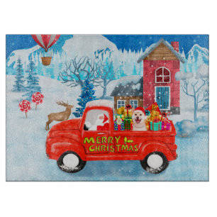 Planche À Découper Shiba Inu Chien Livraison de Noël Camion Neige