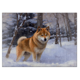 Planche À Découper Shiba Inu Qu'il neige Noël
