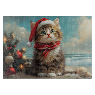 Planche À Découper Sibérie Chat Noël Plage Vintage