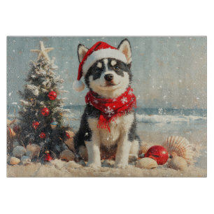 Planche À Découper Sibérie Husky Dog Noël Plage Vintage
