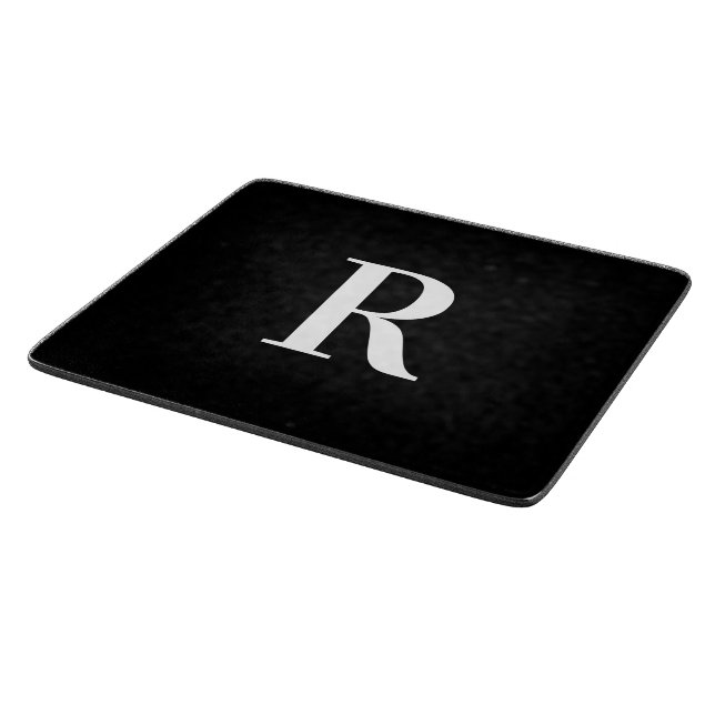 Planche À Découper Simple Monogramme noir et blanc (Coin)