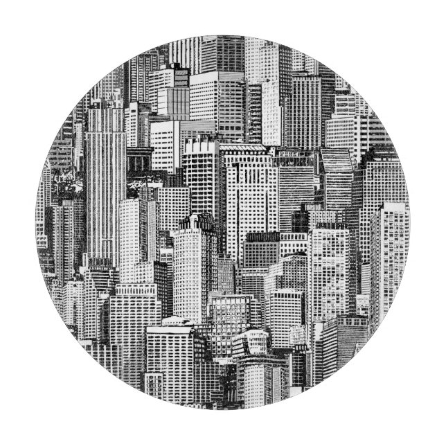 Planche À Découper Skyscraper City Texture Isométrique sans fil (Devant)