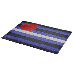 Planche À Découper SlipperyJoe's cuir drapeau orgueil noir bleu royal