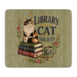 Planche À Découper Société de chats de bibliothèque Calico littéraire