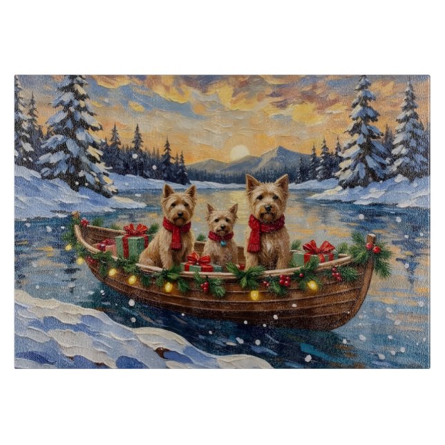 Planche À Découper Soft Coated Wheaten Terrier Christmas Boat Holiday (Devant)