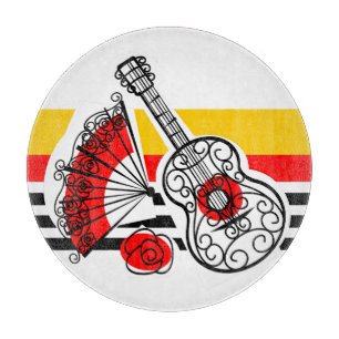 Planche À Découper Souvenirs Espagnols Rayure Classique découpée rond