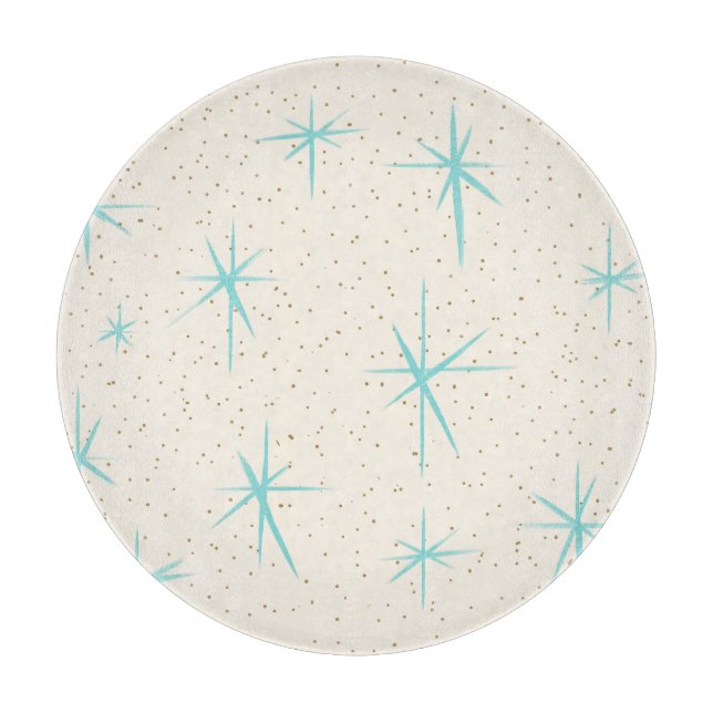 Planche À Découper Space Age Turquoise Starbursts Coupe Board (Devant)