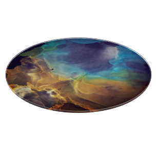 Planche À Découper Space Nebula bleu jaune Alcool art