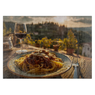 Planche À Découper Spaghetti Bolognese sur le vignoble Terrasse Table