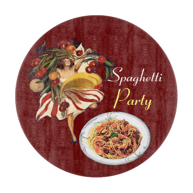 PLANCHE À DÉCOUPER SPAGHETTI PARTY DANCE, CUISINE ITALIENNE ET TOMATE (Devant)