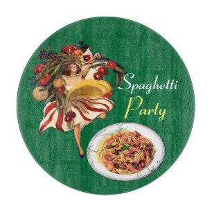 PLANCHE À DÉCOUPER SPAGHETTI PARTY DANCE, CUISINE ITALIENNE ET TOMATE