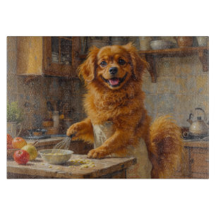Planche À Découper Spaniel Tibétain Cuisinant dans la Cuisine