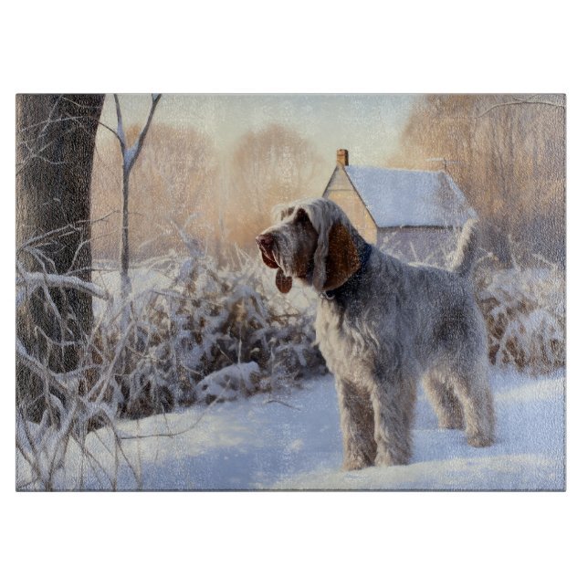 Planche À Découper Spinone Italiano Laisser Neige Noël (Devant)