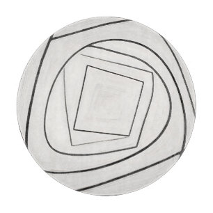 Planche À Découper Spirale Carrée Abstraite Noir Blanc