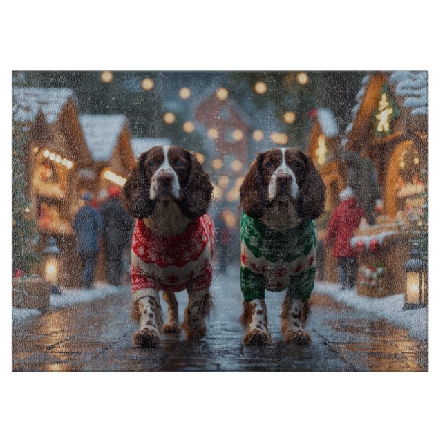 Planche À Découper Springer Spaniel Dogs Christmas Snow Holiday (Devant)