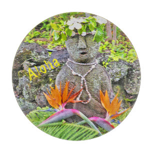 PLANCHE À DÉCOUPER STATUT HAWAIIAN/STONE WITH FLOWERS/ALOHA