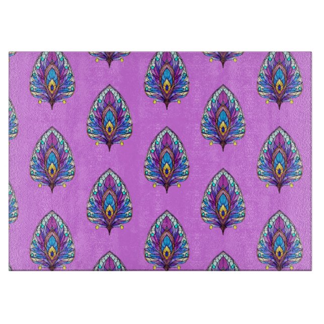 Planche À Découper Style Art Nouveau Vitrage Peacock Plumes (Devant)