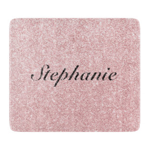 Planche À Découper Style de Parties scintillant rose de nom personnal