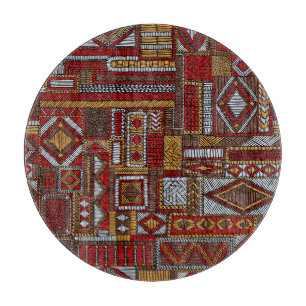 Planche À Découper Style Patchwork Impression ethnique brodée