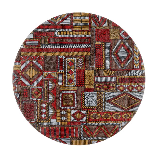 Planche À Découper Style Patchwork Impression ethnique brodée (Devant)