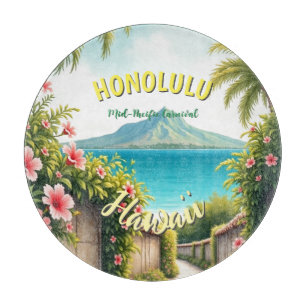 Planche À Découper Style vintage Hawaiian Travel Honolulu Mid-Pacific
