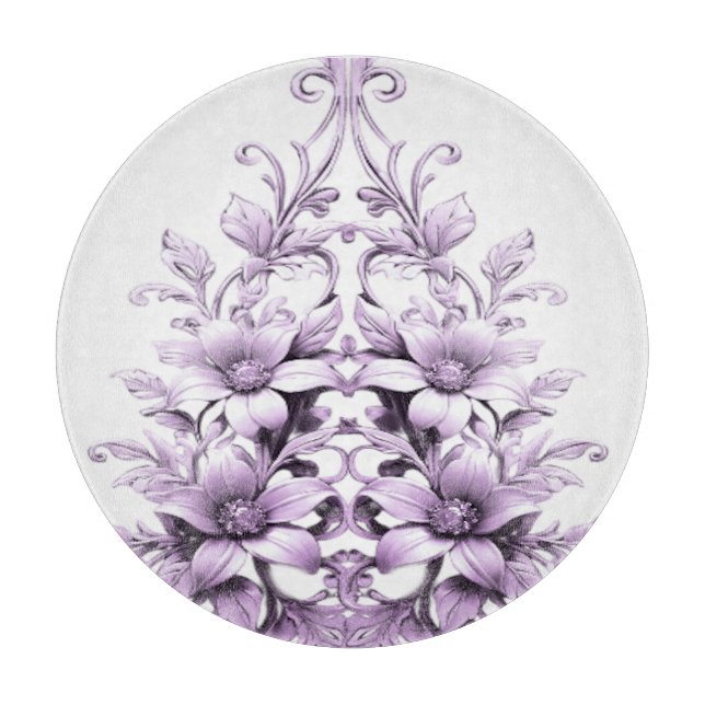 Planche À Découper Stylish Purple Flowers Cutting Board (Devant)