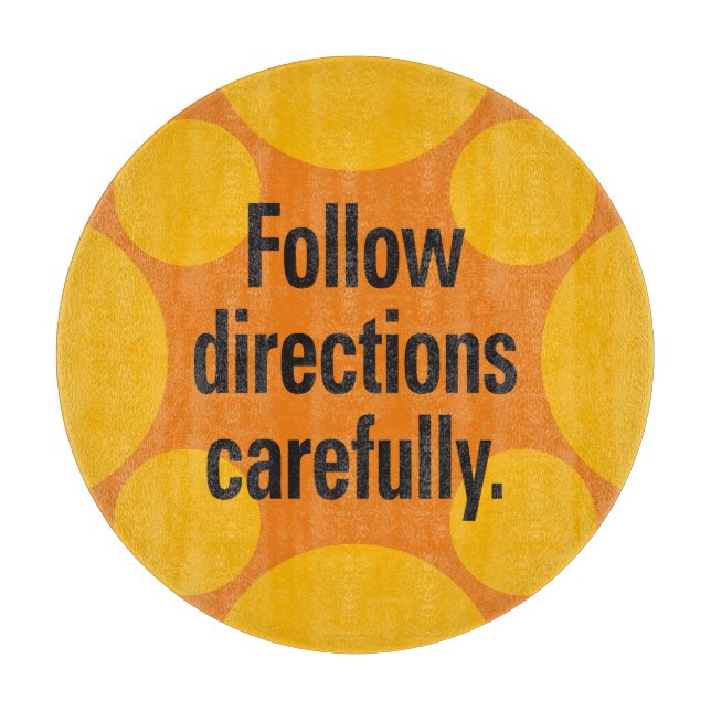 Planche À Découper Suivez les instructions avec soin Orange Spots (Devant)