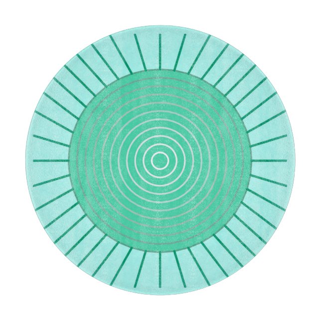 Planche À Découper Sunburst géométrique moderne - Aqua et Seafoam Gre (Devant)