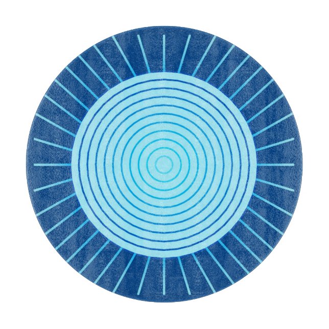 Planche À Découper Sunburst géométrique moderne - Bleu de Cobalt et A (Devant)