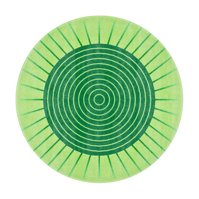 Planche À Découper Sunburst géométrique moderne - Vert émeraude et ch (Devant)