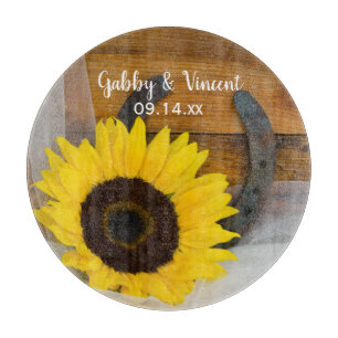 Planche À Découper Sunflower and Horseshoe Country Western Wedding