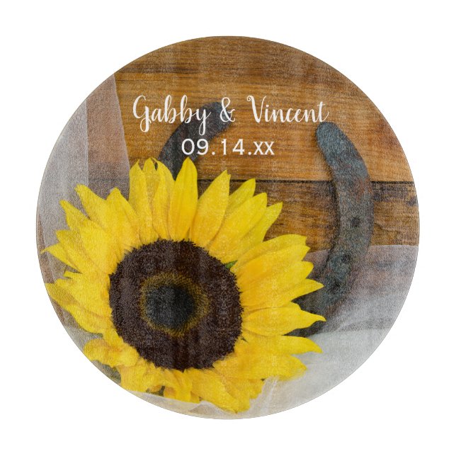 Planche À Découper Sunflower and Horseshoe Country Western Wedding (Devant)