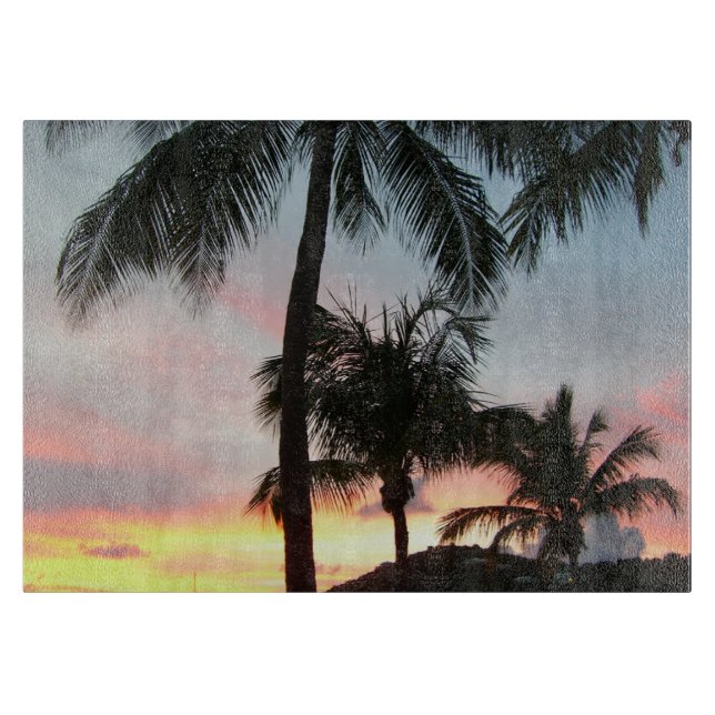 Planche À Découper Sunset Palms Tropical Paysage Photographie (Devant)