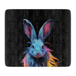 Planche À Découper Superbe Lapin Bleu en feu
