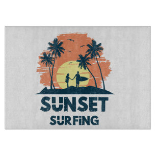 Planche À Découper Surf au coucher du soleil