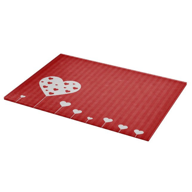Planche À Découper Sweet Lovely Romantique Rouge Coeurs blancs (Coin)