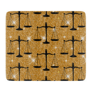 Planche À Découper Symbole de justice Parties scintillant d'or des éc