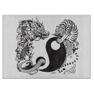 Planche À Découper symbole du dragon et du tigre yin yang
