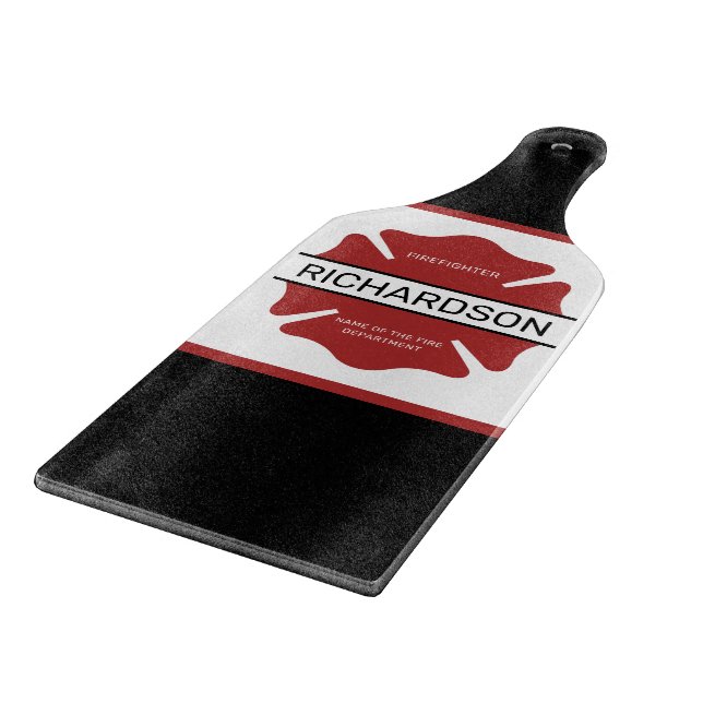 Planche À Découper Symbole logo rouge du pompier personnalisé (Coin)