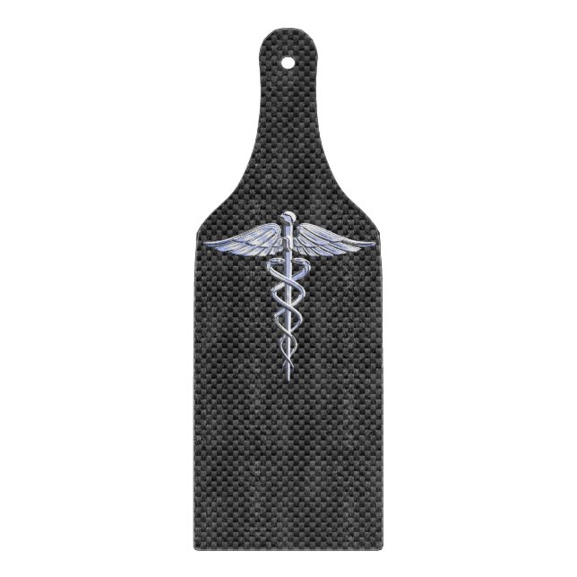 Planche À Découper Symbole Médicale Silver Caduceus Style fibre de ca (Devant)