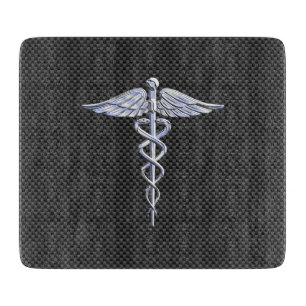 Planche À Découper Symbole Médicale Silver Caduceus Style fibre de ca