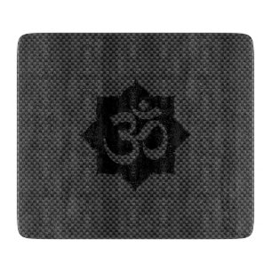 Planche À Découper Symbole OM Lotus Spiritualité en style fibre de ca