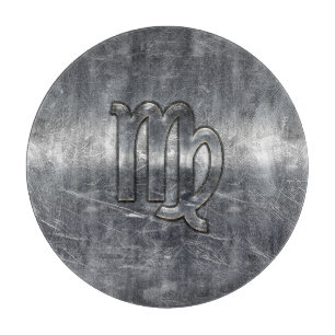 Planche À Découper Symbole Virgo Zodiac Grunge Argent Style Distressé