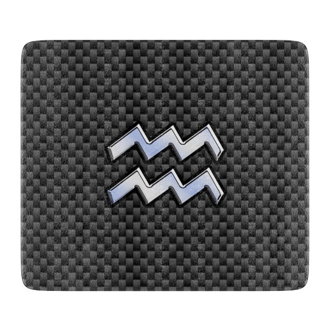 Planche À Découper Symbole Zodiaque d'argent Aquarius Style fibre de  (Devant)
