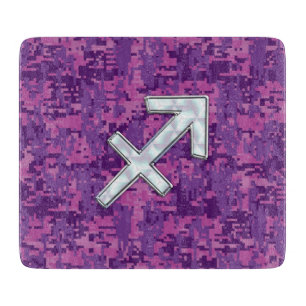 Planche À Découper Symbole zodiaque Sagittarius sur Camo numérique Fu