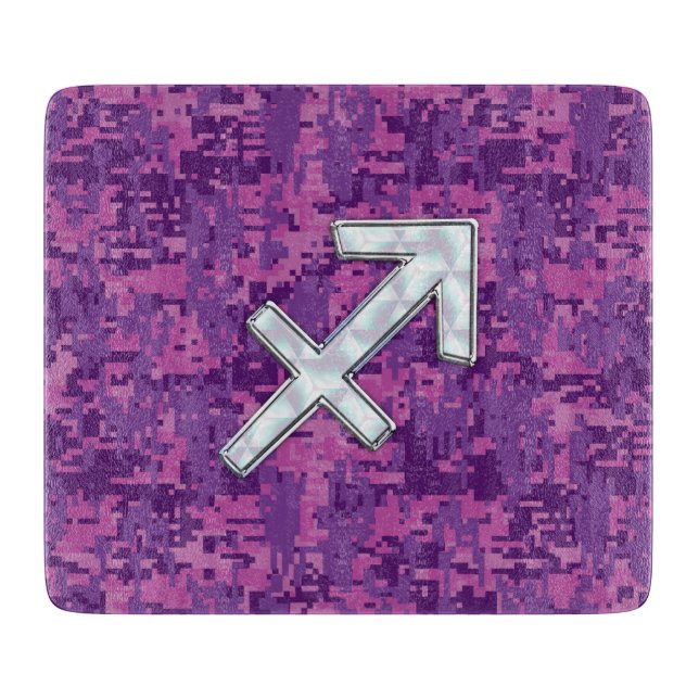 Planche À Découper Symbole zodiaque Sagittarius sur Camo numérique Fu (Devant)