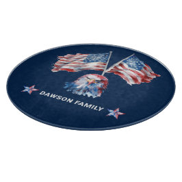 Planche À Découper Symboles américains Nom de famille personnalisé