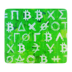 Planche À Découper Symboles de Bitcoin (Bénéfice Lumineux Vert - 1)