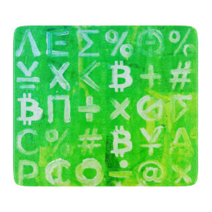 Planche À Découper Symboles de Bitcoin (Bénéfice Lumineux Vert - 2)